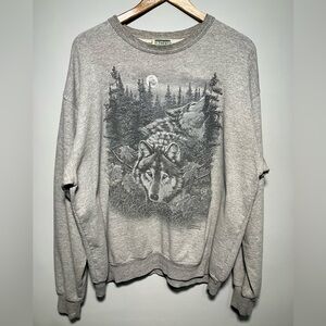 Vtg. 90s nature wolf graphic Northern Elements crew neck sweater men’s L